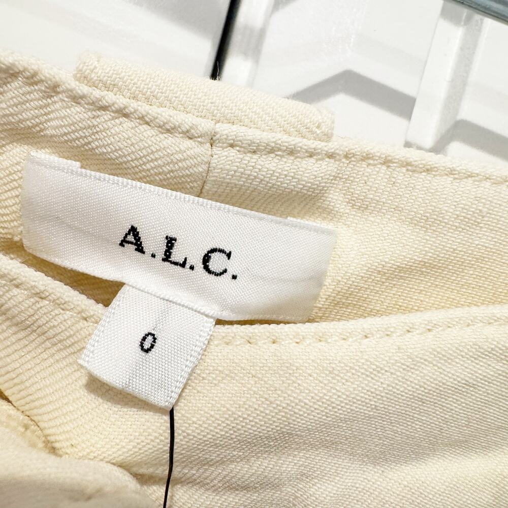 A. L.C. Tommy II Sewn-in Waistband Pleated Pants Wide-Leg Bone Size 0 NWT - Picture 8 of 12